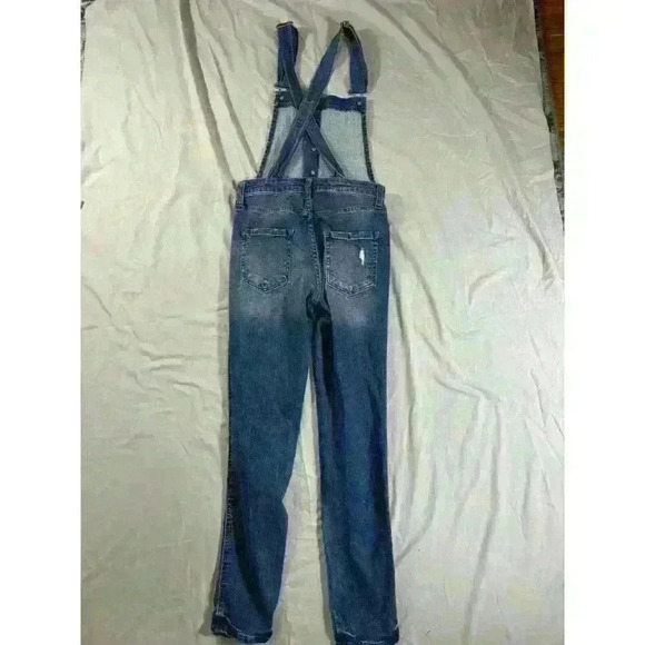 Aero Womens Medium Wash Overall Jean Pants Size 2 Blue Distressed Aeropostale - Picture 2 of 8